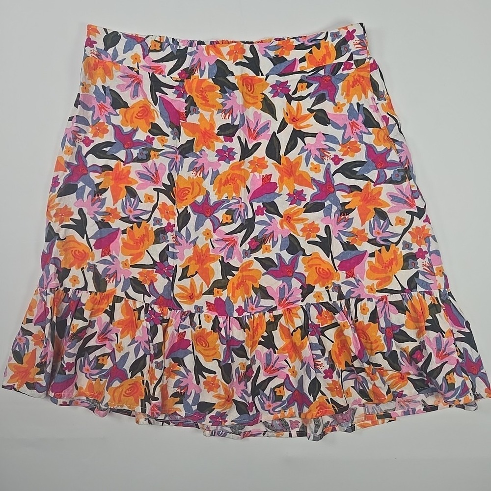 Vero Moda Viscose Floral Ruffle Hem Pull-on Skirt Size M/P Medium Petite
